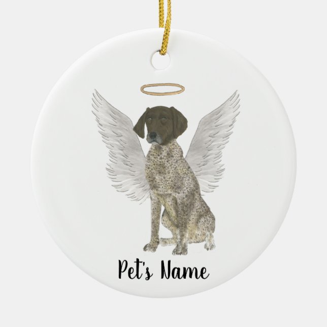 Liver & White German Shorthaired Pointer Sympathy Ceramic Ornament (Front)