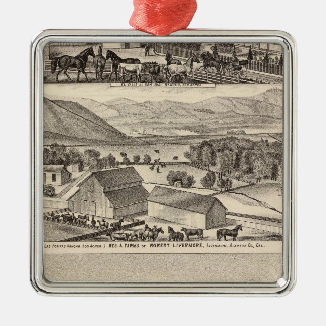 Livermore, Bardellini residences, farms, hotel Metal Ornament (Front)