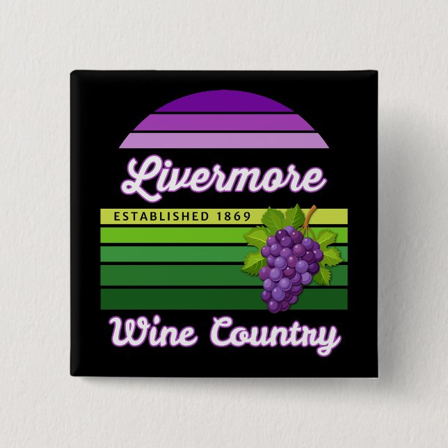 Livermore Wine Country Purple Green Stripes Grapes 2 Inch Square Button (Front)
