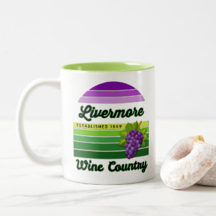 Livermore Wine Country Purple Green Stripes Grapes Two-Tone Coffee Mug