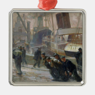 Liverpool Dockers at Dawn, 1903 Metal Ornament