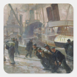 Liverpool Dockers at Dawn, 1903 Square Sticker