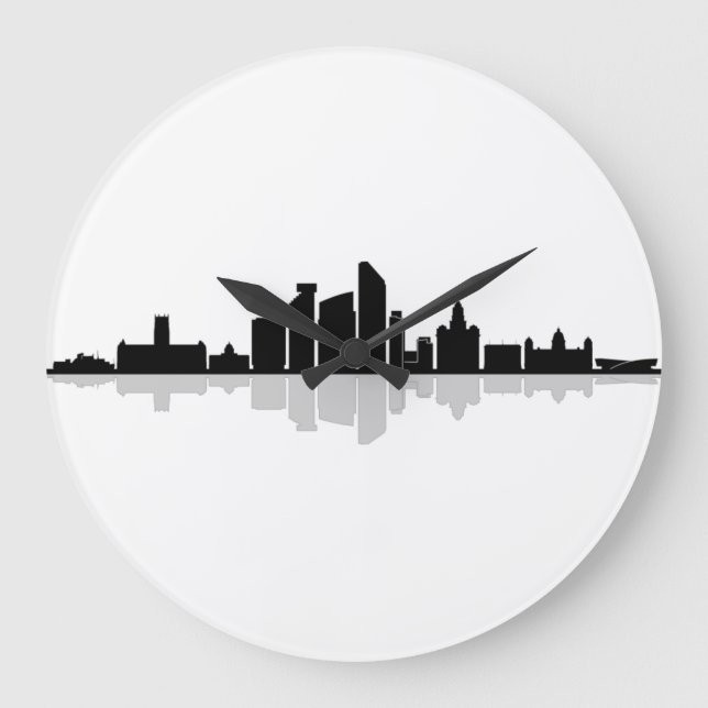 LIVERPOOL England Fußball City Skyline Silhouette Large Clock (Front)