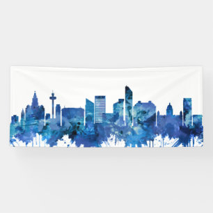 Liverpool England Skyline Blue Banner