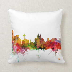 Liverpool England Skyline Throw Pillow