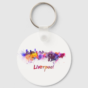Liverpool skyline in watercolor keychain