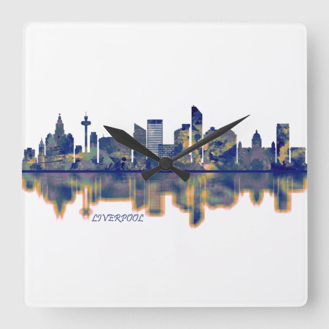 Liverpool Skyline Square Wall Clock (Front)