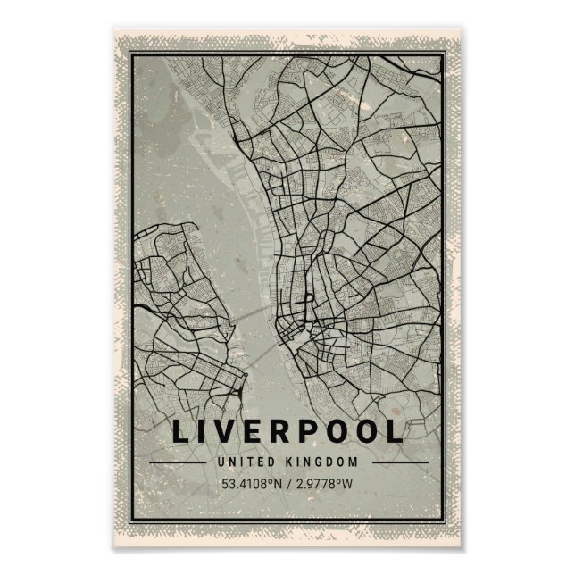 Liverpool united kingdom map print poster canvas (Front)