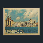 Liverpool Vintage Travel Postcard<br><div class="desc">Liverpool design in Vintage Travel style featuring the Royal Liver building on the River Mersey for this English United Kingdom scene.</div>