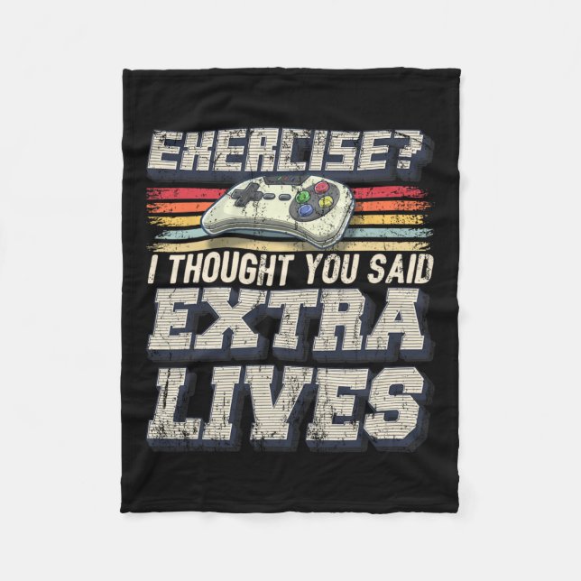 Lives Funny Video Game Controller Retro Gamer Boys Fleece Blanket (Front)