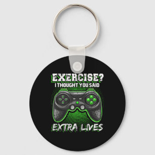 Lives Funny Video Game Controller Retro Gamer Boys Keychain