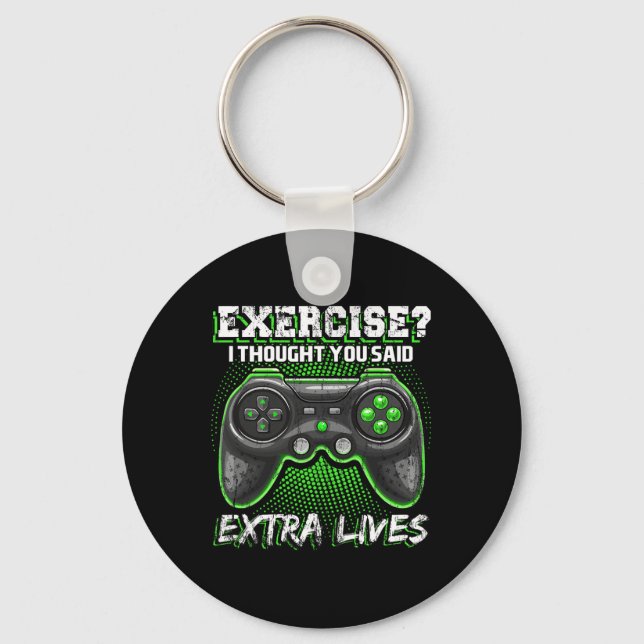 Lives Funny Video Game Controller Retro Gamer Boys Keychain (Front)