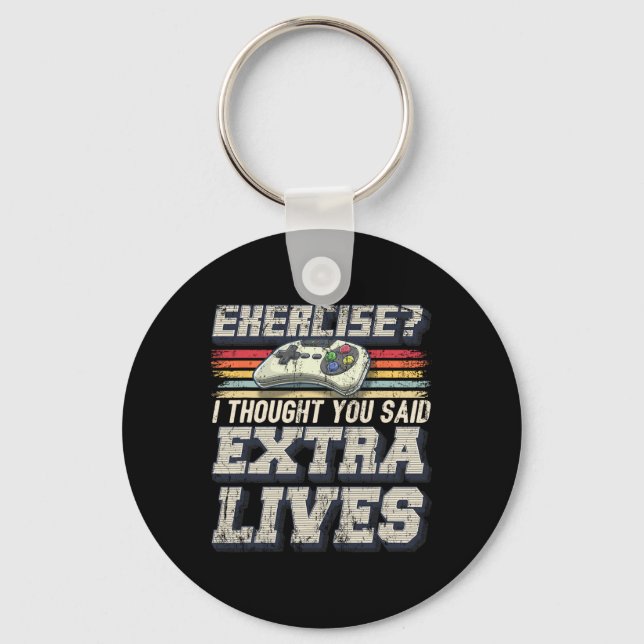 Lives Funny Video Game Controller Retro Gamer Boys Keychain (Front)