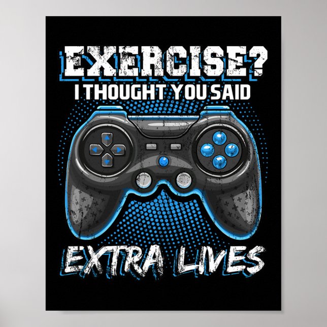 Lives Funny Video Game Controller Retro Gamer Boys Poster (Front)