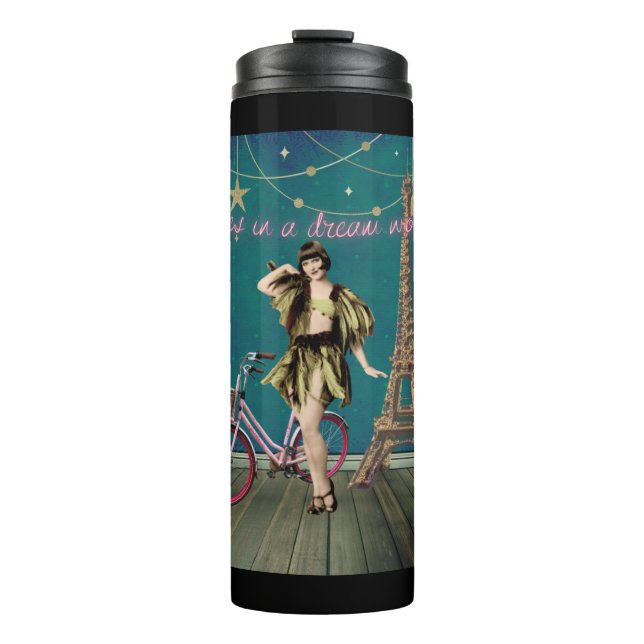 Lives In A Dream World Funky Altered Art  Thermal Tumbler (Front)