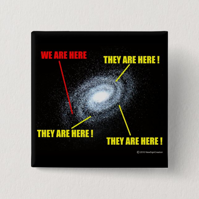 Lives in Galaxy 2 Inch Square Button (Front)