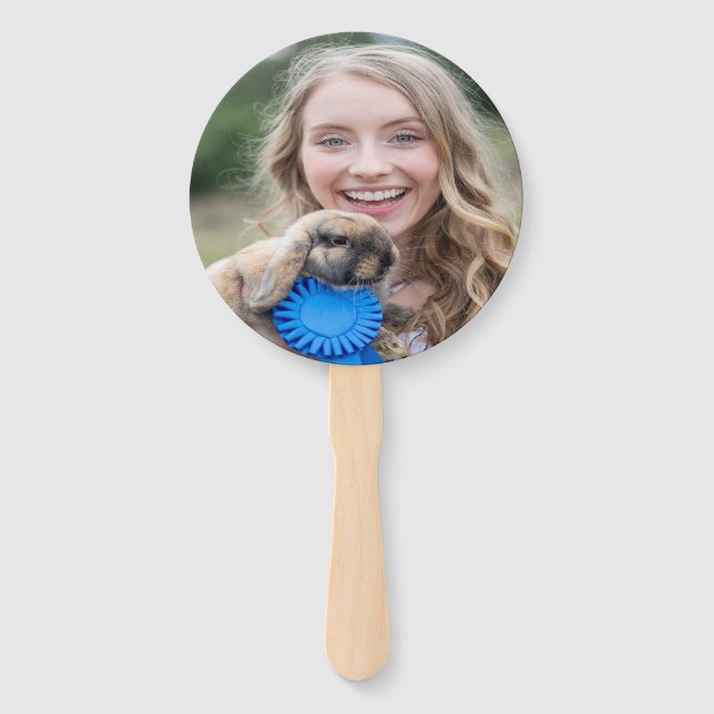 Livestock Show Rabbit Photo Customize Hand Fan (Front)
