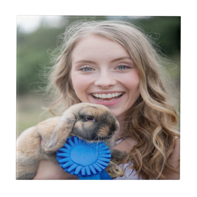 Livestock Show Rabbit Photo Customize Tile (Front)