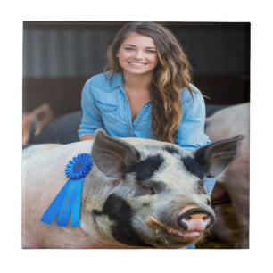 Livestock Show Swine Photo Customize Tile
