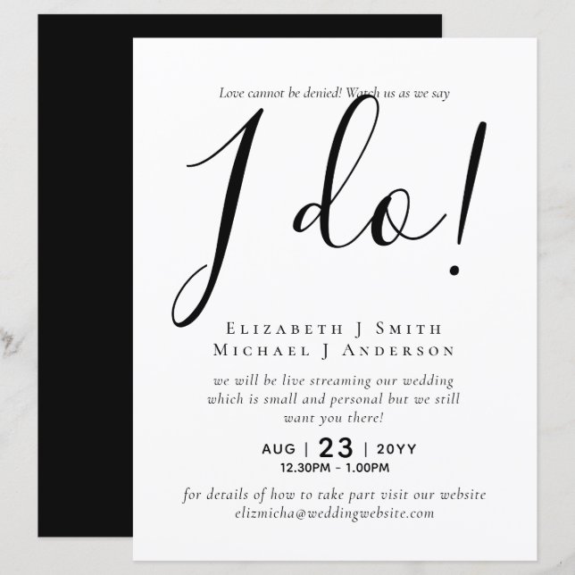Livestreaming Wedding Invites - Watch Us Say I Do! (Front/Back)