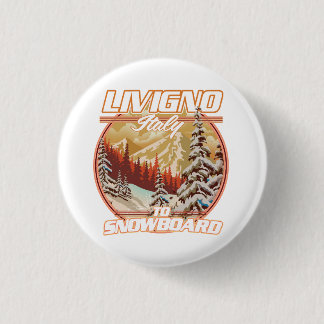 Livigno italy Snowboarding logo 1 Inch Round Button