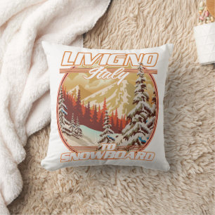 Livigno italy Snowboarding logo Throw Pillow