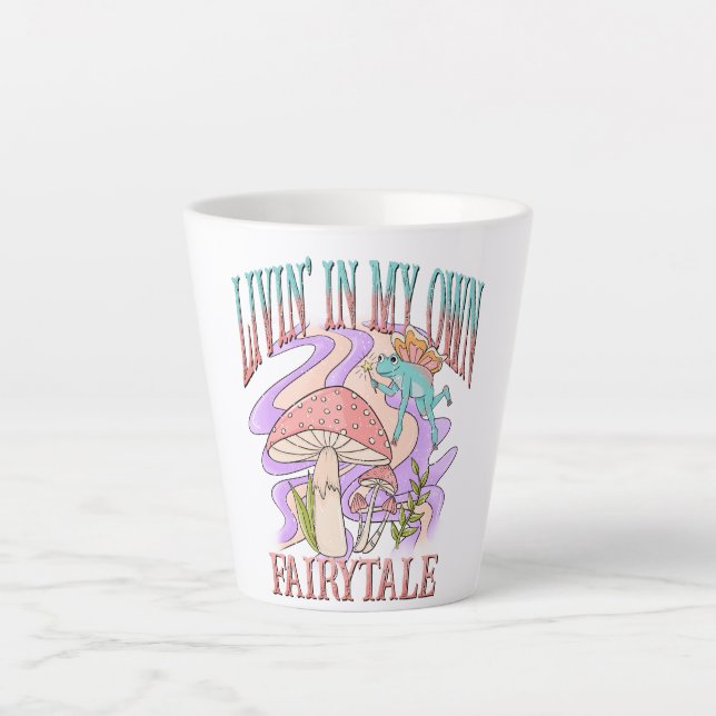 Livin’ In My Own Fairytale – Frog & Mushroom Latte Mug (Front)