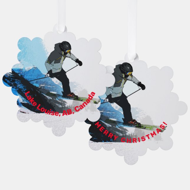 Livin' It! - Downhill Skier Ornament Card (Front/Back)