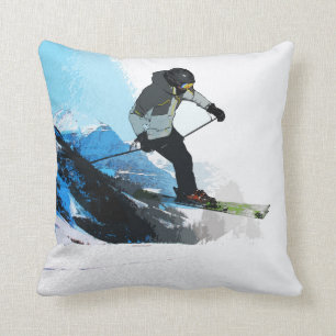 Livin' It! - Downhill Skier  Throw Pillow