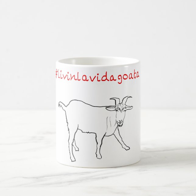 Livin La Vida Goata Funny Quirky Cute Goat Drawing Coffee Mug (Center)