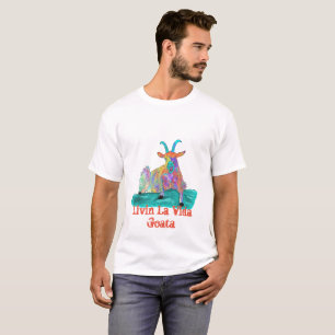 Livin La Vida Goata Funny Screaming Goat Design T-Shirt