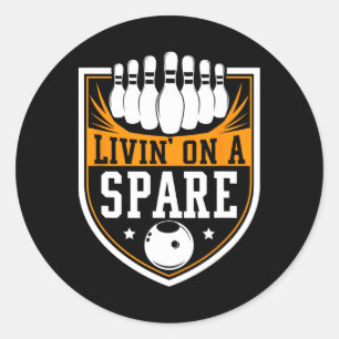 Livin On A Spare - Funny Bowling Gift Classic Round Sticker