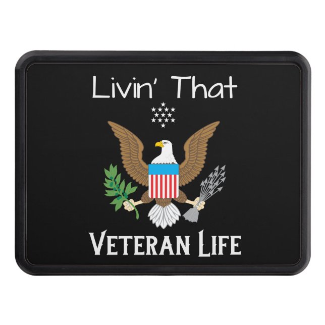 Livin' That Veteran Life Trailer Hitch Cover (Front)