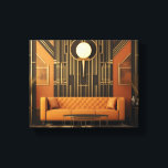 Living 2 Art Deco Stretched Canvas Print<br><div class="desc">A stretched print that channels the energy of the Art Deco movement by using contrasting colours and dynamic patterns to create a visually striking backdrop that pays homage to the glamour and excitement of the roaring twenties.</div>