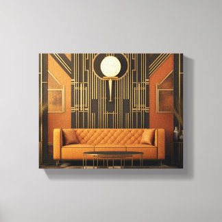 Living 2 Art Deco Stretched Canvas Print
