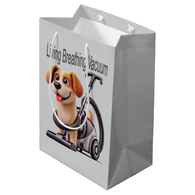 Living Breathing Vacuum Dog Medium Gift Bag (Back Angled)