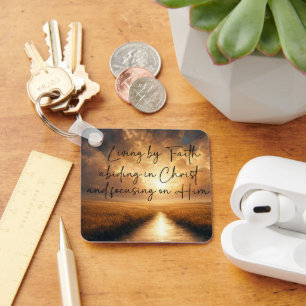 Living By Faith Christian Inspirational Keychain