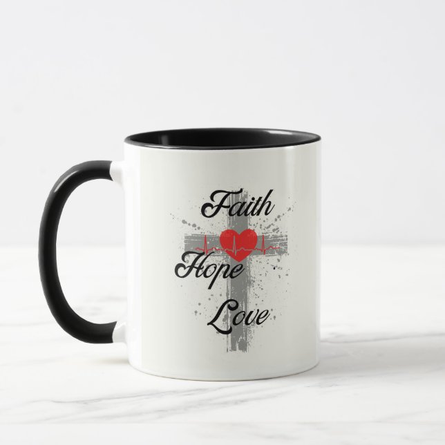 "Living by Faith, Loving with Heart" Mug (Left)