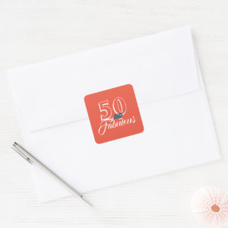 Living Coral 50 and Fabulous Birthday Party Square Sticker