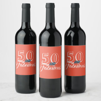 Living Coral 50 and Fabulous Birthday Party Wine Label