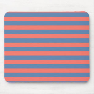 Lıving Coral and Pacific blue Horizontal Lines Mouse Pad
