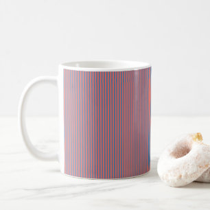 Living Coral And Pacific Blue Pınstripe Pattern Coffee Mug