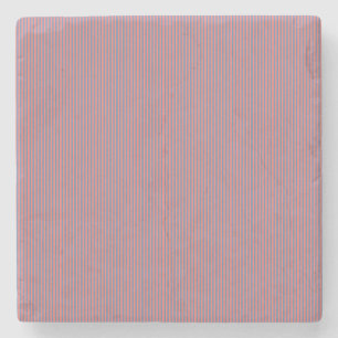 Living Coral And Pacific Blue Pınstripe Pattern Stone Coaster