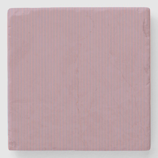 Living Coral And Pacific Blue Pınstripe Pattern Stone Coaster (Front)