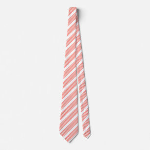 Living coral and white five stripes pattern tie
