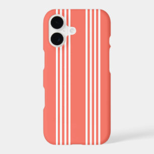 Living coral and white four stripes pattern