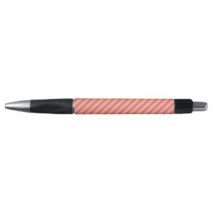 Living coral and white four stripes pattern pen