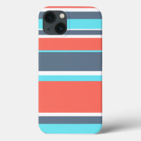 Living coral, blue and gray stripes Case-Mate iPho