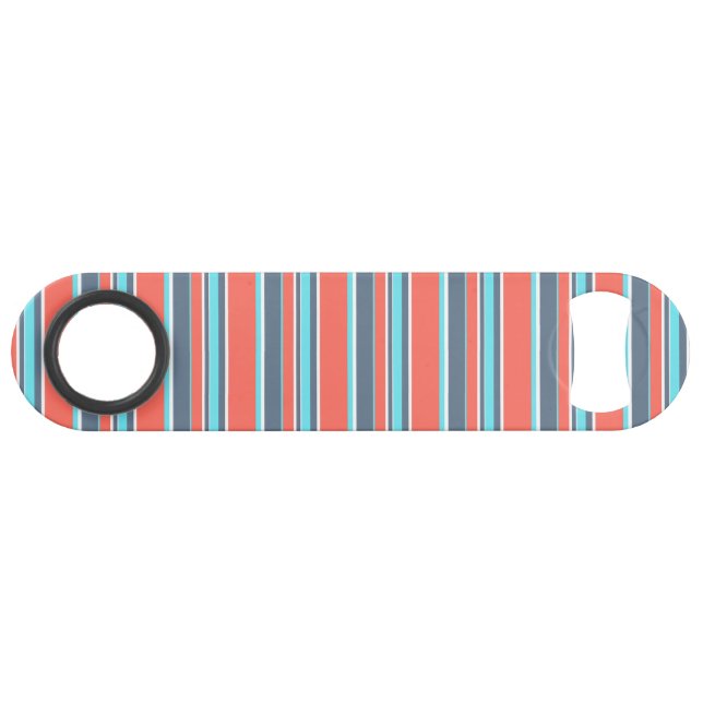 Living coral, blue and grey stripes bar key (Front (Horizontal))