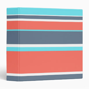 Living coral, blue and grey stripes binder